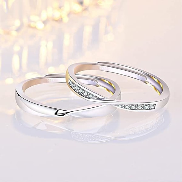 925 Sterling Hopea Sormus Yksinkertainen Pari Sormukset 2kpl