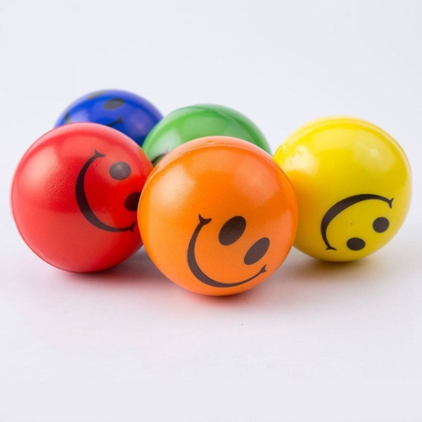 12 stk./parti 6,3 cm Smiley Ansigt Skum Bold Squeeze Stress Bold Relief Legetøj Håndled Øvelse Legetøj Bolde