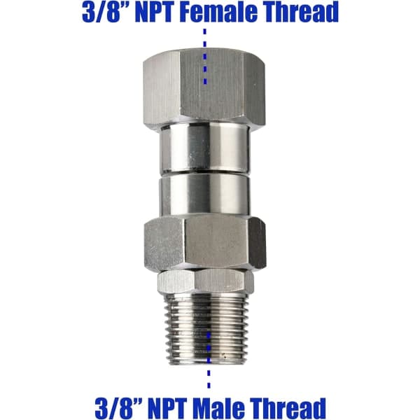 Trykkvaskersvivel, 3/8\" NPT hann gjenge, rustfritt stål, 4500 PSI