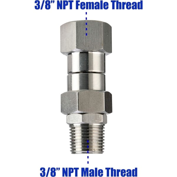 Trykvaske roterende, 3/8\" NPT han gevind, rustfrit stål, 4500 PSI