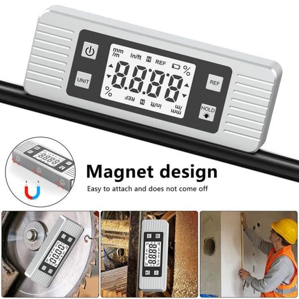 4-i-1 Digital Inklinometer - MIOLOE - Vinkelmåler og Vater - ABS Plast - Magnetisk