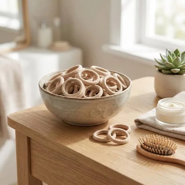 Beige hårelastikker, pakke med 50, metalfri, tilbehør til kvinder og piger, bløde og strækbare