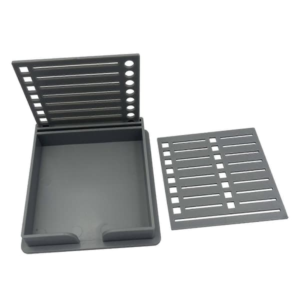 Sticky Note Holder med Stencil Sticky Note Skabelon til Kontorbord Hjem Grey 9.5cmx9.5cm
