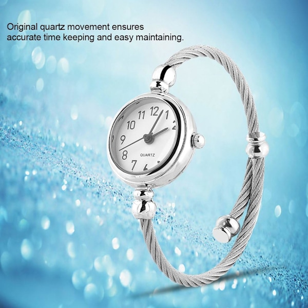 Dam Analog Rund Kvarts Legering Rem Öppen Armband Armbandsur Enkel Vintage Rom/Arabiska Nummertavla
