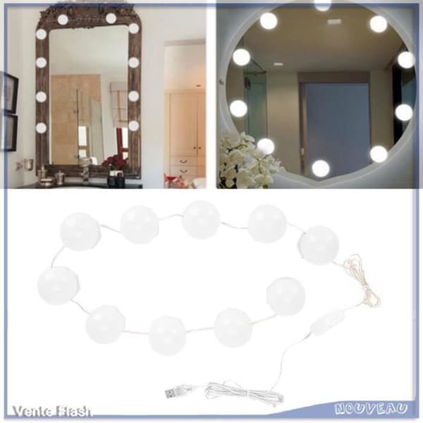 10 LED Makeup Spejl Pærer Dæmpbare Lys String Lys Varm Kold