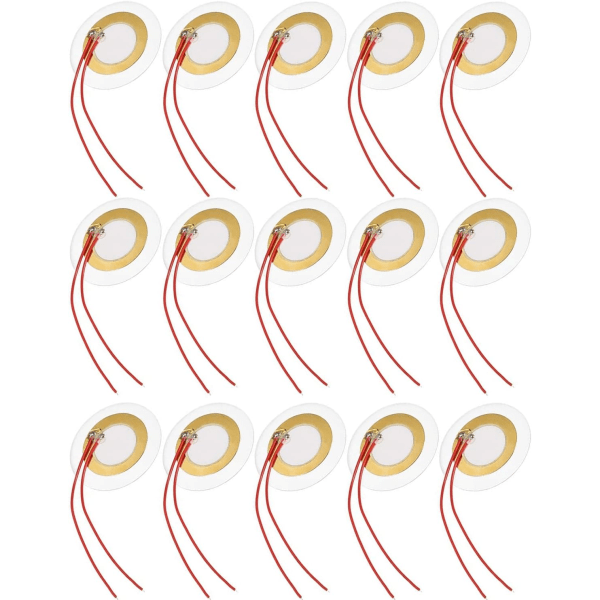 15 stk 35mm Piezo-skiver, akustisk pickup piezo-skiveelement sensor piezo-pickup-transduser forhåndskablet