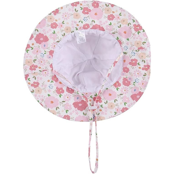 Baby Girls Solhatt UPF 50+ UV-skydd, Baby Summer Solhatt med Justerbar Hakrem (18 månader-5 år)