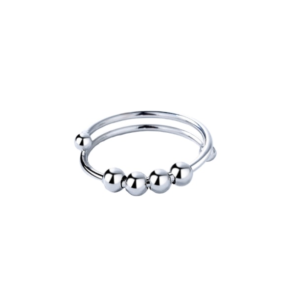 Coil Ring - Anti Stress Ring med Roterende Perler Sølv 1-Pak 1-Pack
