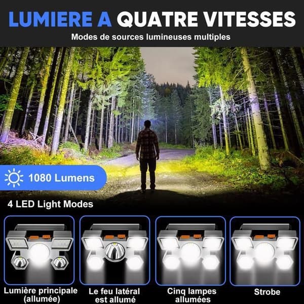 L pandelampe - Super lys - 9900 lumen - 4 tilstande - USB genopladelig - IPX4 vandtæt