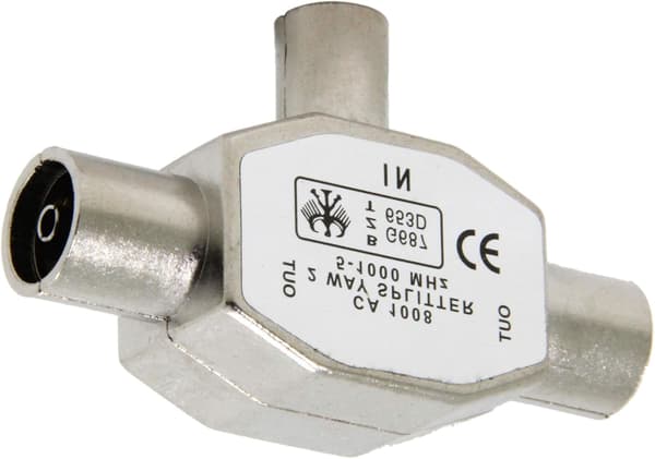 TV Antenne Coax Splitter, Metalhus, 2-vejs 1 Han til 2 Hun Adapter Stik Samler