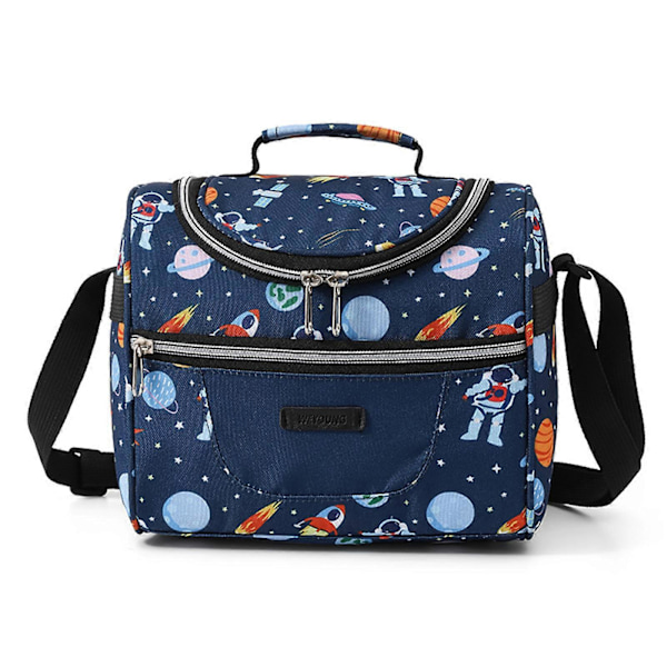 Eristetty lounaslaukku kahdella osastolla, eristetty lounasrasia-kylmälaukku, täydellinen miehille ja naisille, tummansininen tähtitaivas navy blue starry sky