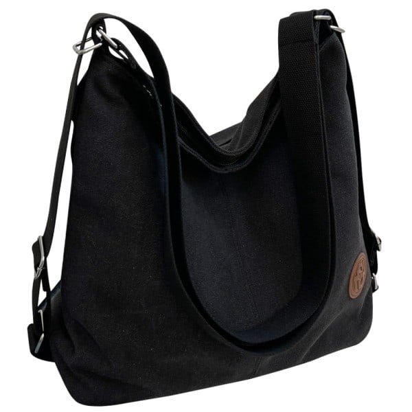 Damväska i Canvas, Vintage Topphandtag, Multifunktionell Casual Tote Bag, Skolväska Black