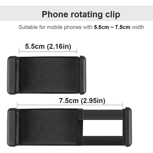 Kitara Puhelinteline Älypuhelin 360 Asteen Kierto Päänukalle Puhelimen Kiinnike Leuka Kiinnitys Sähkö- tai Akustiselle Kitaralle, Sopii Älypuhelimille 5.5cm-7.5cm (2.16in-2.95in)