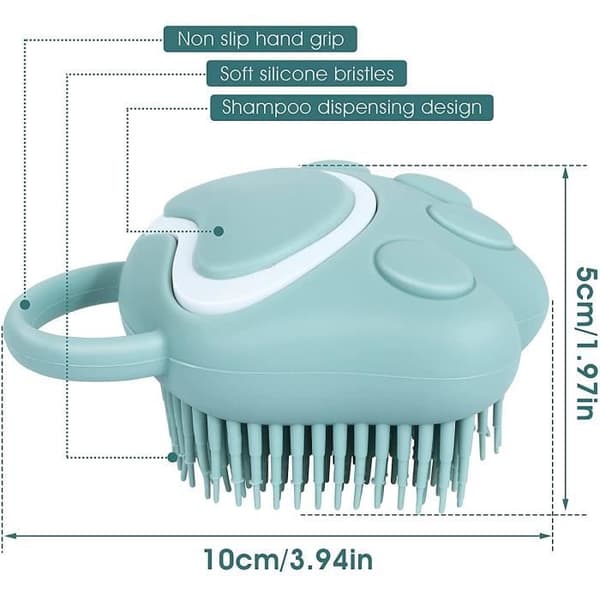 Badebørste - Massagebørste - Silikone - Shampoo dispenser - Blå - Til hunde
