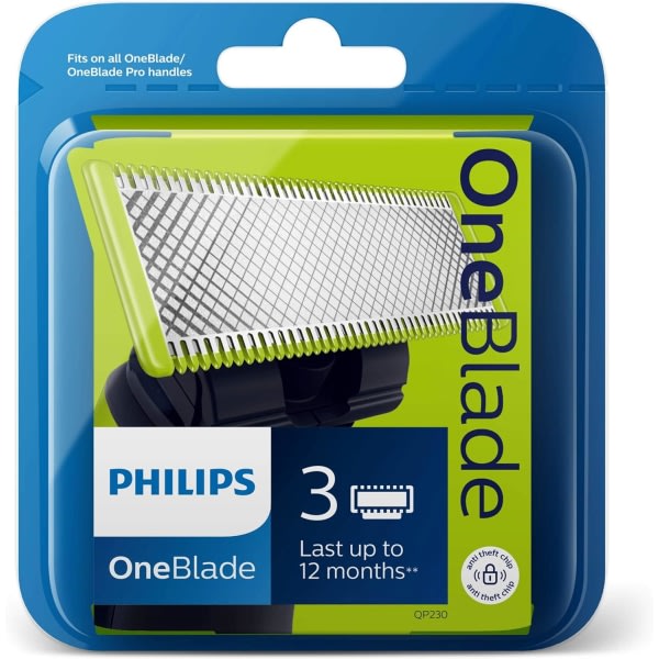3-pack rakblad som är kompatibla med Philips Oneblade Replacement One Blade Pro Blades Men （Model QP25XX QP26XX QP65XX ）