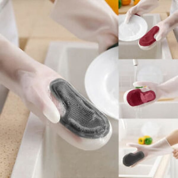 Magic Opvaskehandsker Silikone Gummi Rengøringsbørste Scrubber Køkkentilbehør