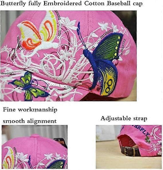 Sommerfugl Full Broderte Dame Baseball Caps Mote Paljetter Justerbar Stropp Bomull Damehatter Sollys Bowlerhatt
