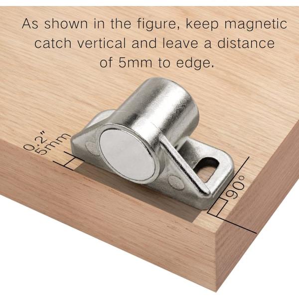 Magnetisk låsmagnet skåpdörr 4 st silver magnetiska lås med skruvar magnetiskt lås, för skjutdörr lådor fönster magnetiserat skåp
