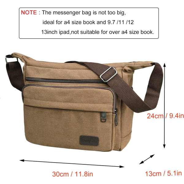 Vattentät Messenger Axelväska 13 Tums Multi Canvas Crossbody Väska För Män Casual Lätt Outdoor Fiske Väska Camping Coffee