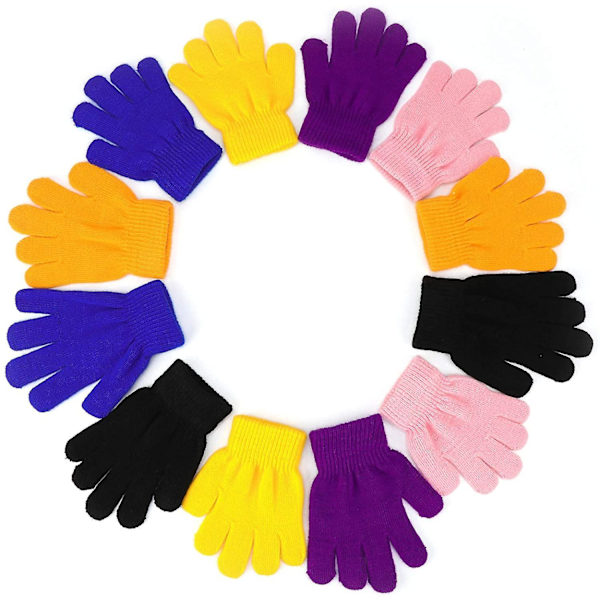 6 stk magiske stretchhansker, unisex strikkede full fingerhansker vinterhansker for daglig bruk vinn