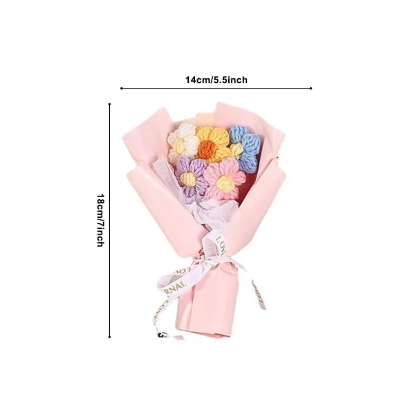 2 stk Blomsterbuketter, Fargerik Heklet Bukettsett til Valentinsdag Hjemmedekor Fest Jul Fest Jubileum