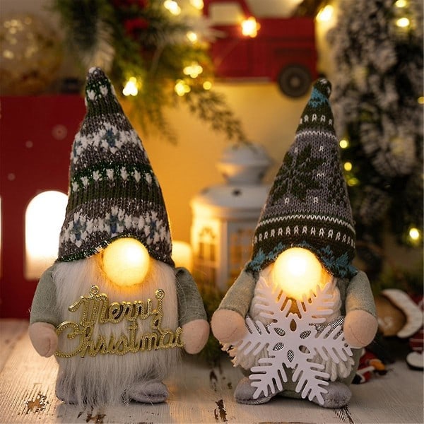 Nisse Dukke LED Julepynt med LED Næselys Rudolph Julepynt til Hjemmet Jul Nytår G