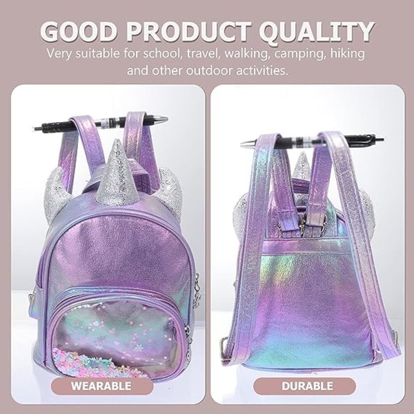 Mini Ryggsäck Glitter Unicorn Axelväska med Söt Dekal Läder Baby Flickskola Väska Förskola Barnkammare Resväska Barnkammare Barnväska för Flickor