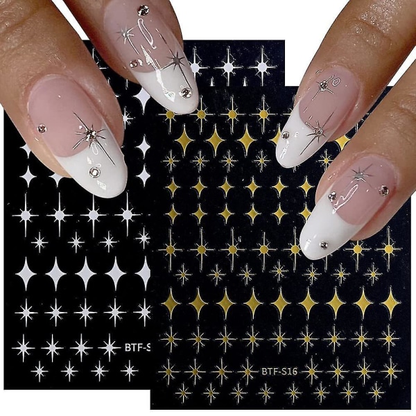 8 ark Star Nail Art Stickers Decals Selvklebende 3d Nail Art Supplies