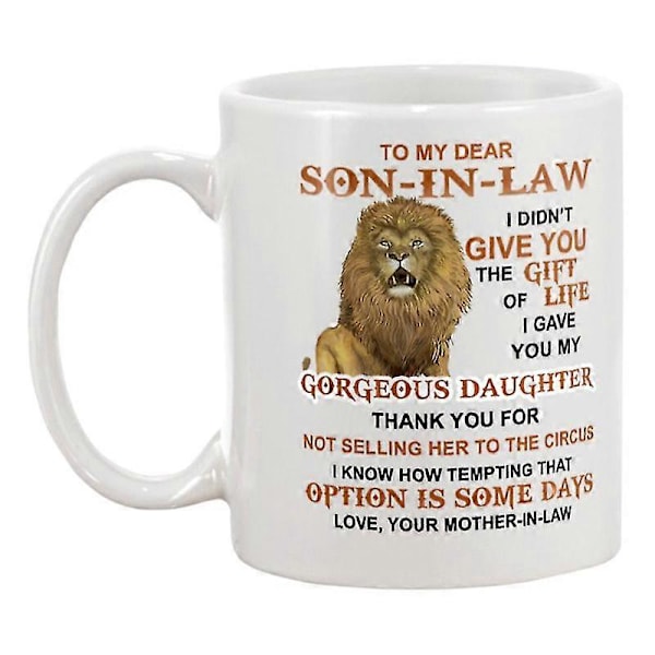 Mug till Min Kära Svärson - Bokstavs- och Mönstertryckt Mugg, Diskmaskins- och Mikrovågsugnssäker