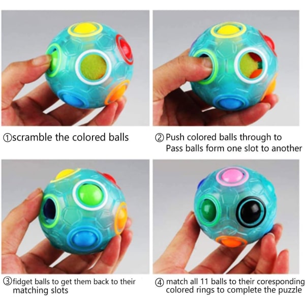 Magic Rainbow Ball, Fidget Ball Speed ​​Cube Pussel Ball Cube Brain Teasers Pedagogisk leksak för barn och vuxna, blå, 65 mm