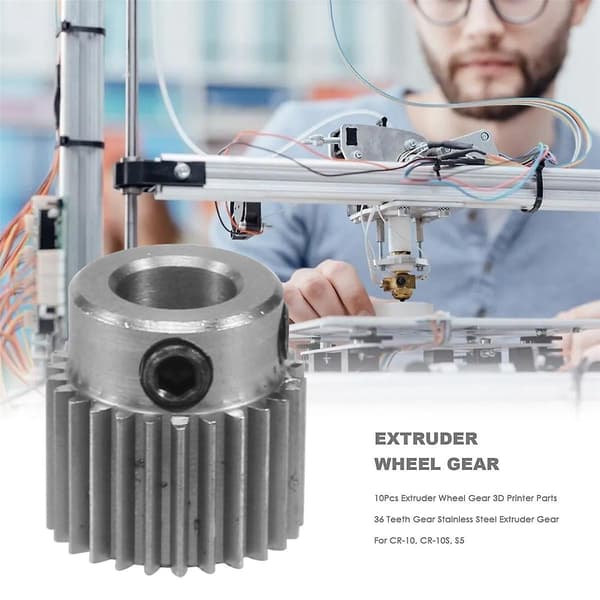 10 stk. ekstruderhjulgear 3D-printerdele 36 tænder gear rustfrit stål ekstrudergear til -10, -10