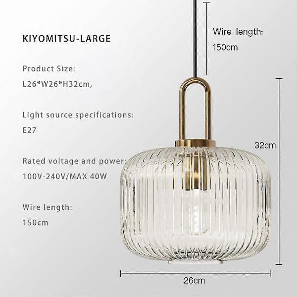 Nordisk Minimalistisk Glass Hengelampe Japansk LED Hengelampe for Spisestue Kjøkken Sengerom Hjemmedekorasjon Hengelys Warm White K-Dia-26cm