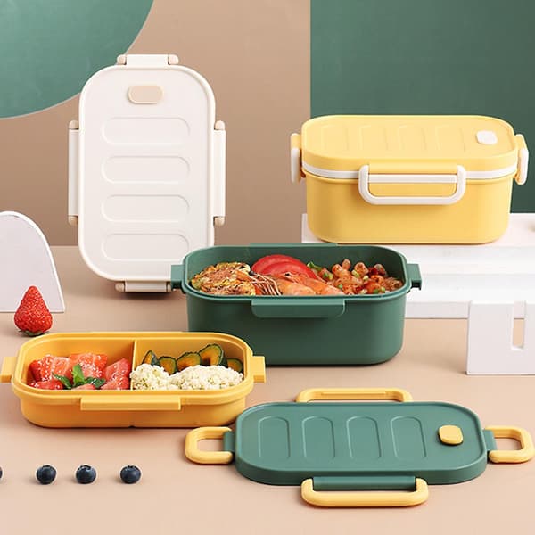 1000ML Lunchlåda Dubbla Lager Läckagesäker Plast Låsspänne Bento Box Hushållsartiklar