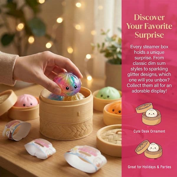 Grøn Glitter Dumpling Squishy Legetøj med Mini Damper, Blød Dej Elastisk Klemmebold, Sjov Simuleret Mad Sensorisk Legetøj til Dekoration green