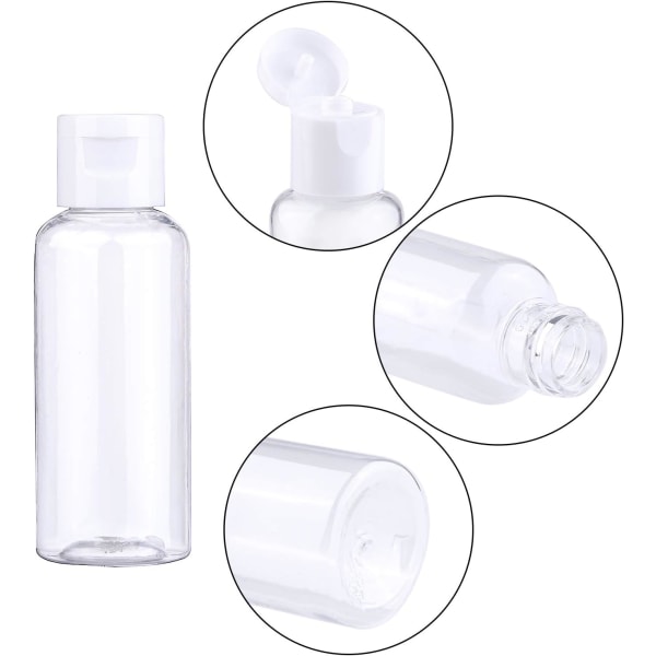 12 st Flip Cap Flaska Plast Kosmetisk Flaska Påfyllningsbar vätskebehållare Reseflaska Kosmetisk 50ml