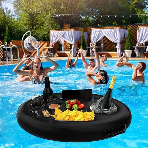 Oppustelig flydende poolbar - 8 huller - Kopholder - Flydende bakke - Let at puste op
