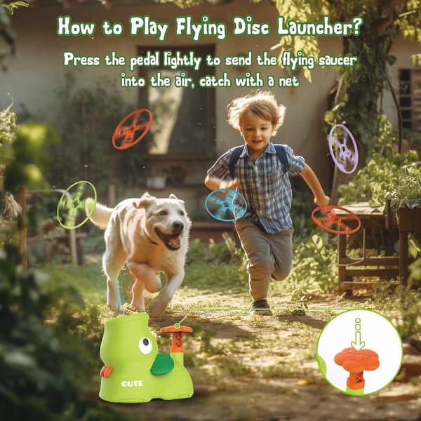 Utendørsleker for barn 4-8 år, Utendørs elefant flygende diskkaster, Spinner Catch hagespill for barn 8-12 år