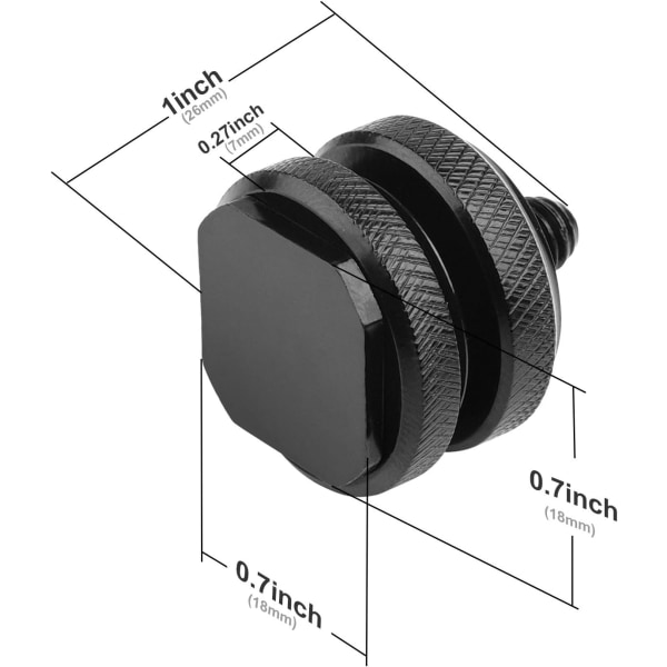 Kamera Hot Shoe Mount til 1/4"-20 stativ skrueadapter, Flash Shoe Mount til DSLR kamera rig (pakke med 2)