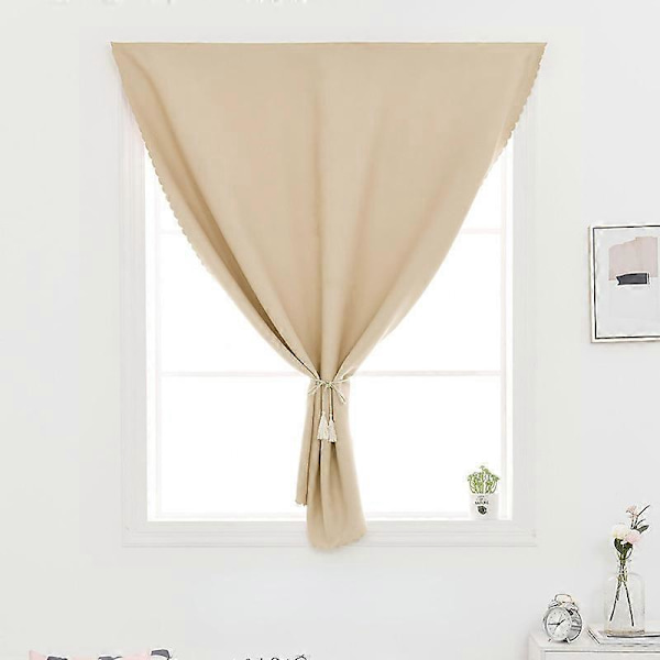 Dubbelsidig Mörkläggningsgardin med kardborreband för vardagsrum och sovrum Beige Width 0.9 x Height 1.5m