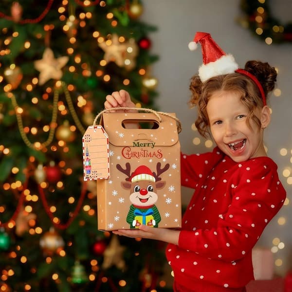 Julklappspåsar, 24 papperspåsar, små godispåsar för godis, kakor, presenter till barn