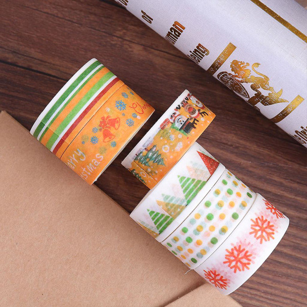 24 Rullaa Jouluaiheista Washi-Teippiä, Joulupukki ja Lumhiutale Kuviot, Aikuisten ja Lasten DIY-Taiteen ja Käsitöiden Lahjapakkaus Scrapbooking-Teippi
