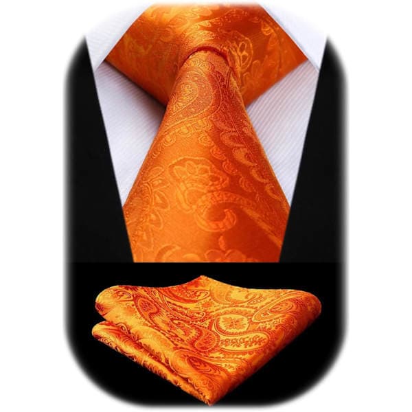 [LCS] Solid Paisley Slips for Menn Lommetørkle Håndvevd Klassisk Blomster Menns Slips & Lommetørkle Sett Bryllup