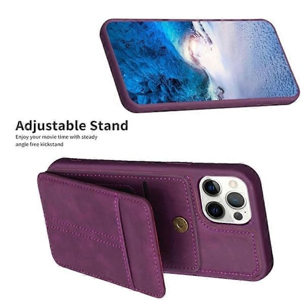 Mat Etui med Støttefod og Kortholder til iPhone 15 Pro Max PU Læder+TPU