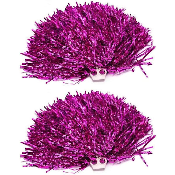 2 kappaletta pörröisiä cheerleader-pompomeja, ultrakiiltäviä metallisia cheerleader-pompomeja, kädessä pidettäviä cheerleader-pompomeja muovisella sormenrenkaalla