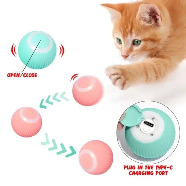 Kattleksak - Aktivering av rörlig boll / Bultrörelser för katt Blue