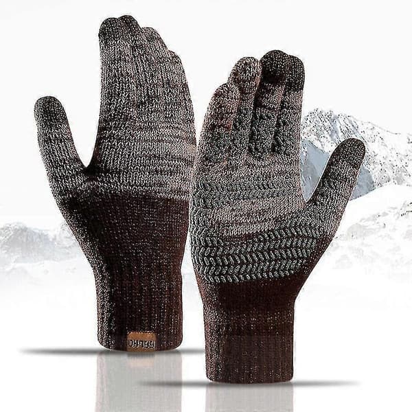 Strikkede vinterhandsker til damer og herrer, cashmere strikkede damehandsker, varme tykke handsker til efterår og vinter, touch screen ski handsker Lake blue