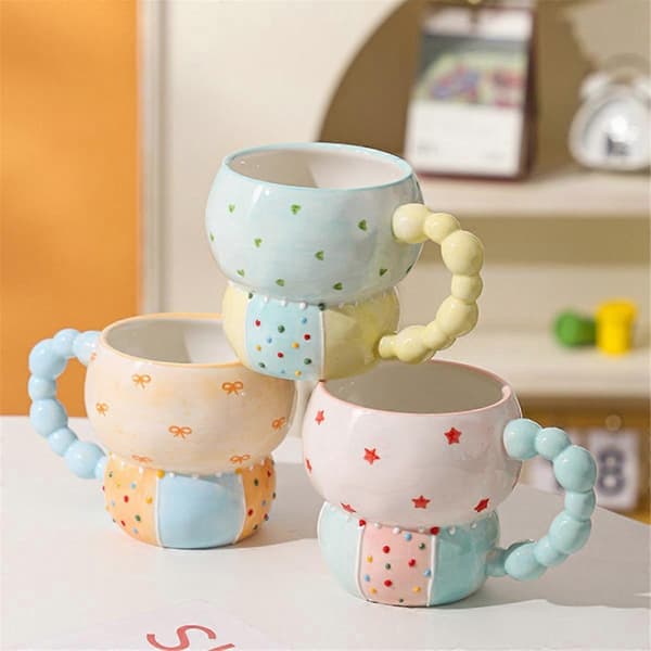Keramisk Mugg Färg Kaffekopp Hushållskopp Frukostkopp Vattenkopp, D