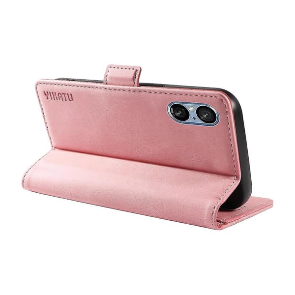 För Sony Xperia 5 V Läder Telefonfodral Vikbart Ställ Plånboksfodral Pink