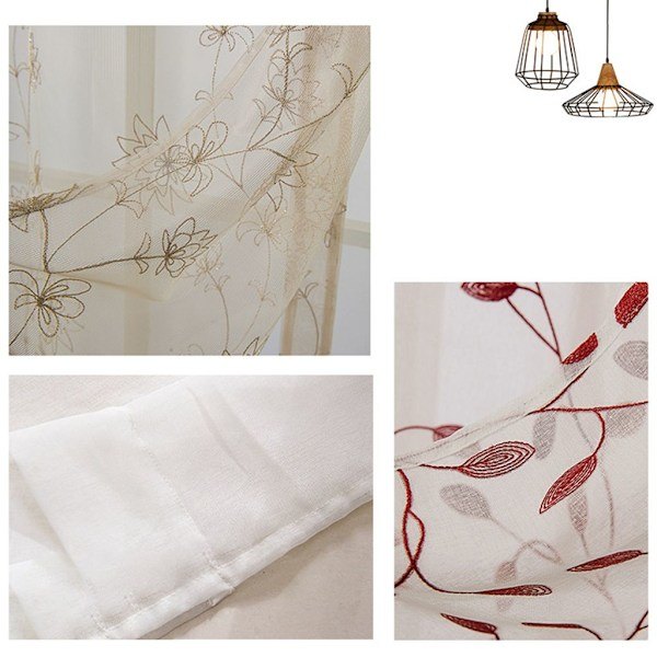 Polyestergardiner med blommönster, korta och draperade för heminredning