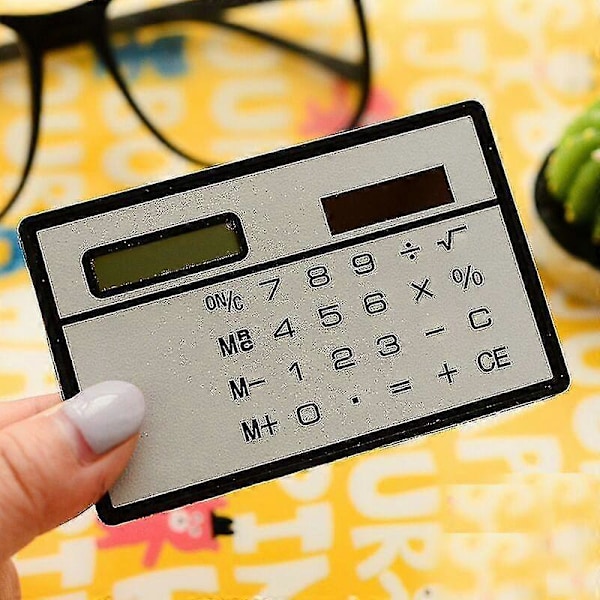 Ultratunn Miniräknare Bärbar Mini Slank Solenergi Fickräknare För Skola, Hem & Kontor (2 st, Silver + Svart) -JA